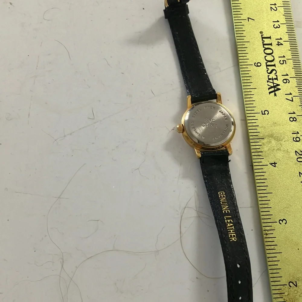 Gold and Black Leather Watch